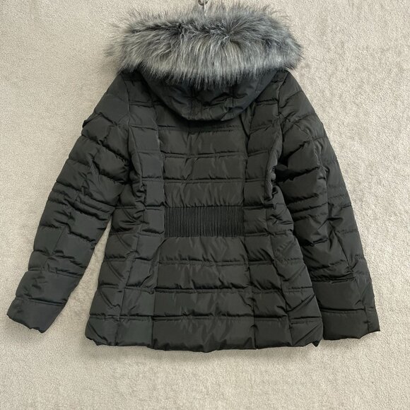 NEW Nautica Women's Size M Black Puffer Jacket W/ Detachable Faux Fur Hood - Picture 3 of 13